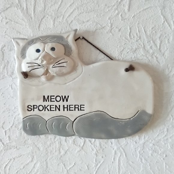 3D Face “Meow Spoken Here” Wall Hanging, Siamese Cat - Picture 1 of 5